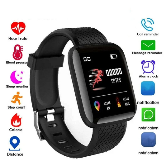 ID116 Plus Smart Bracelet Fitness Tracker Color Screen Smartwatch Heart Rate Blood Pressure Pedometer Sleep Monitor